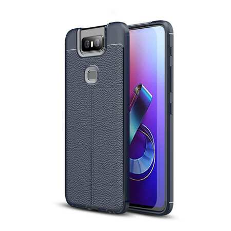 Funda de piel Asus ZenFone 6 efecto lichi doble línea