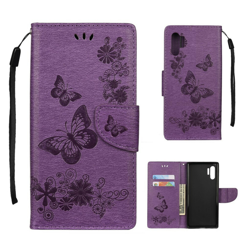 Funda Samsung Galaxy Note 10 Plus Mariposas y florales con colgante