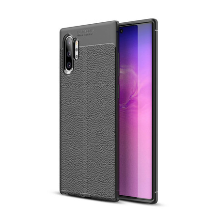 Funda de piel Samsung Galaxy Note 10 Plus efecto lichi doble línea