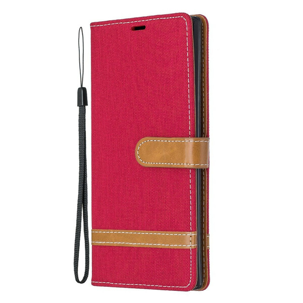 Funda Samsung Galaxy Note 10 Plus de tela y efecto cuero con colgante