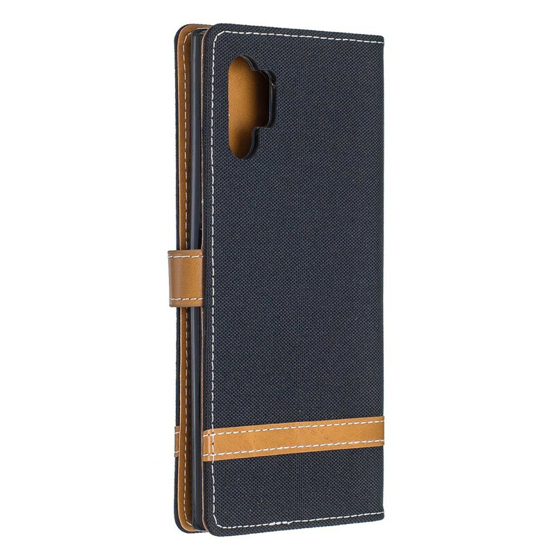 Funda Samsung Galaxy Note 10 Plus de tela y efecto cuero con colgante