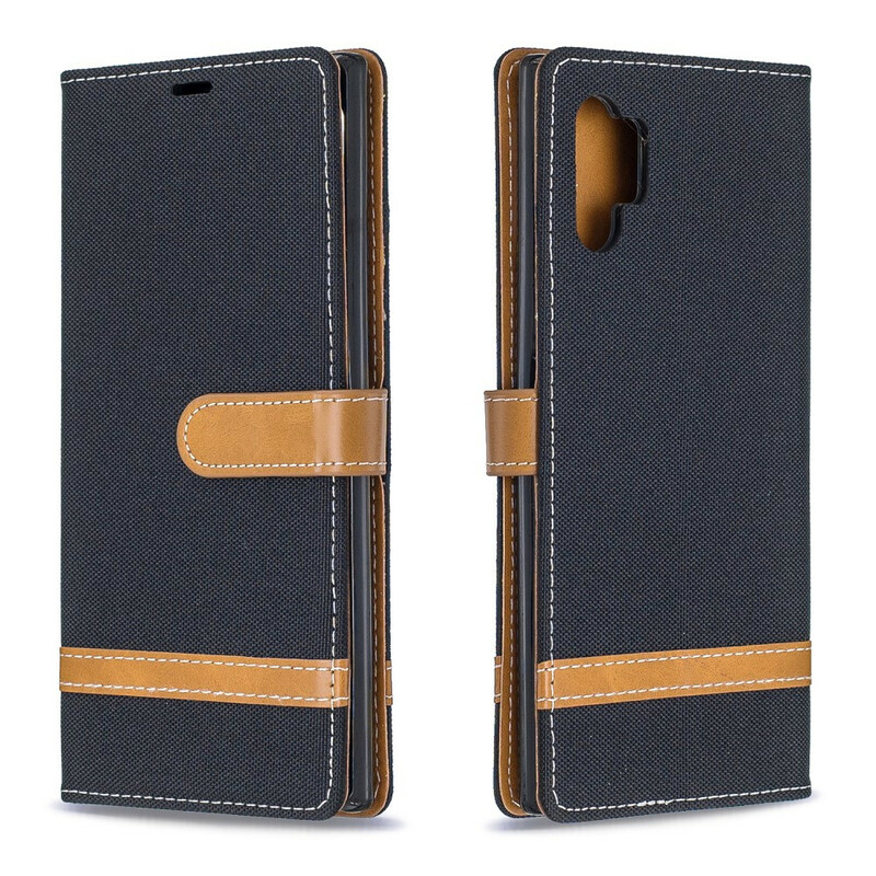 Funda Samsung Galaxy Note 10 Plus de tela y efecto cuero con colgante