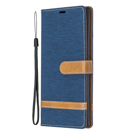 Funda Samsung Galaxy Note 10 Plus de tela y efecto cuero con colgante