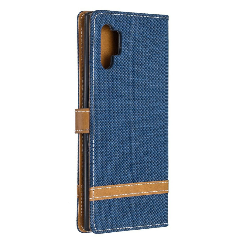 Funda Samsung Galaxy Note 10 Plus de tela y efecto cuero con colgante
