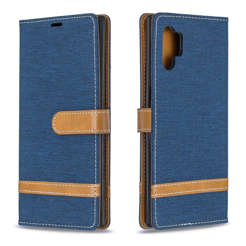 Funda Samsung Galaxy Note 10 Plus de tela y efecto cuero con colgante