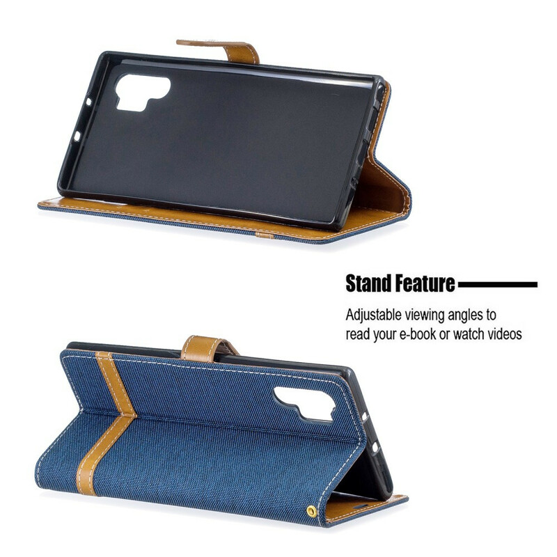 Funda Samsung Galaxy Note 10 Plus de tela y efecto cuero con colgante
