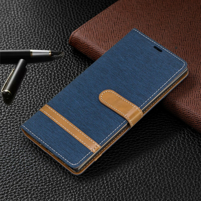 Funda Samsung Galaxy Note 10 Plus de tela y efecto cuero con colgante