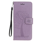 Funda para iPhone 11 con árbol y búho con cordón