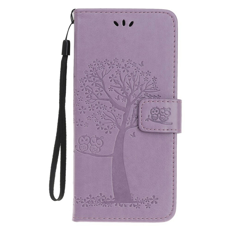 Funda para iPhone 11 con árbol y búho con cordón