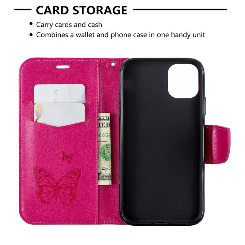 Funda para iPhone 11R Cordón con estampado de mariposa