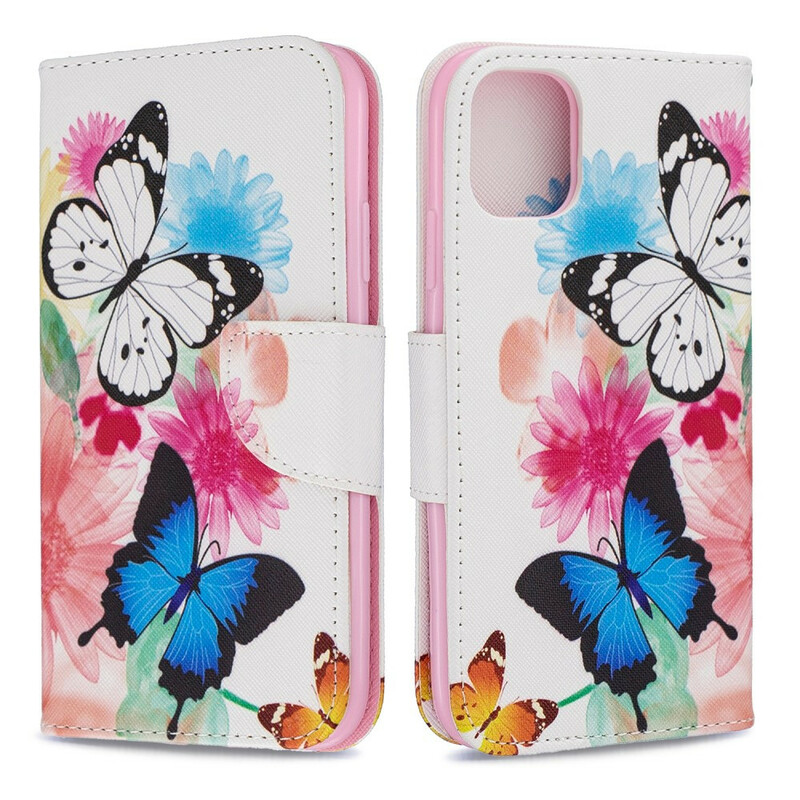 Funda para iPhone 11R Mariposas y flores pintadas