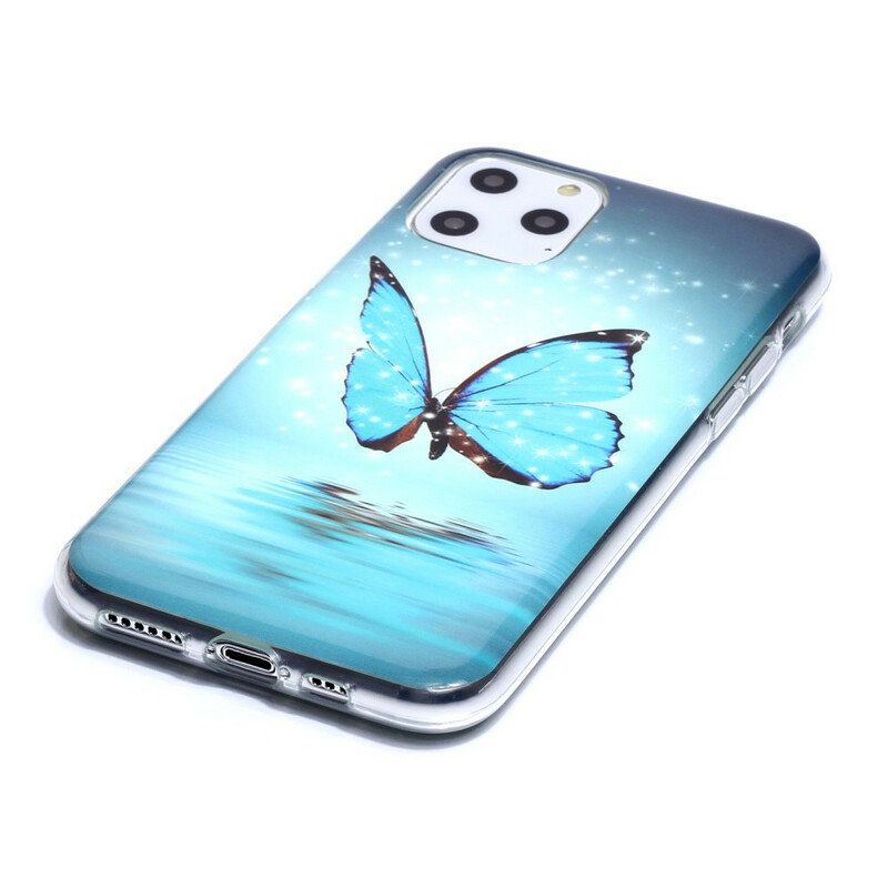 Funda fluorescente azul mariposa para el iPhone 11