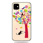 Funda iPhone 11 Gato bajo el árbol colorido