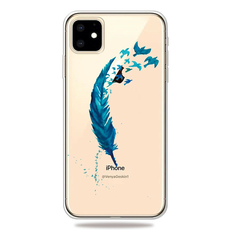 Funda iPhone 11 Beautiful Blue Feather
