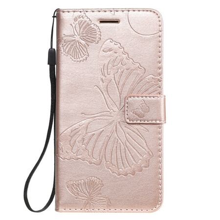 Funda para iPhone 11 con cordón de mariposas gigantes