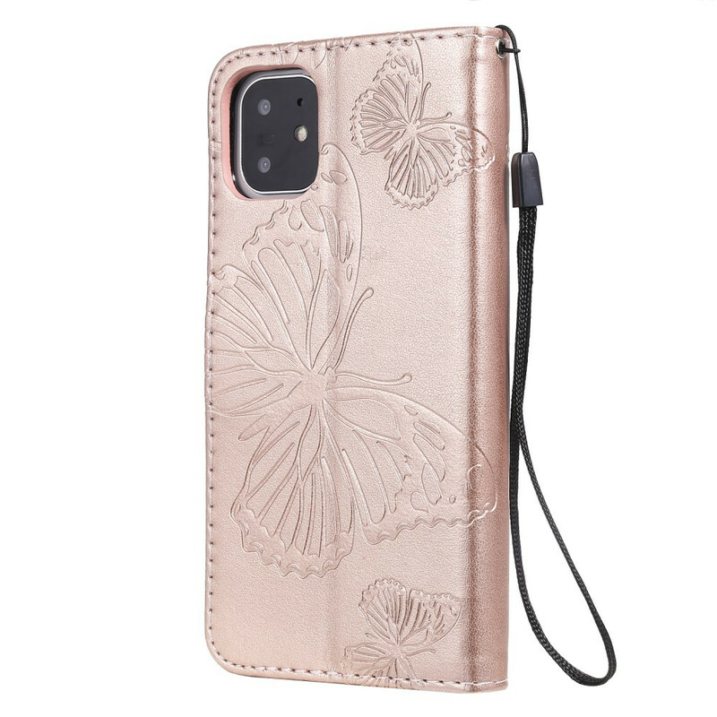 Funda para iPhone 11 con cordón de mariposas gigantes Funda para iPhone 11 con cordón de mariposas gigantes