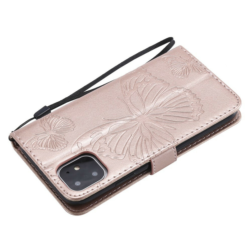 Funda para iPhone 11 con cordón de mariposas gigantes Funda para iPhone 11 con cordón de mariposas gigantes