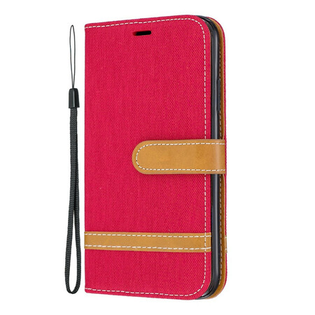 Funda iPhone 11 efecto tela y piel con colgante