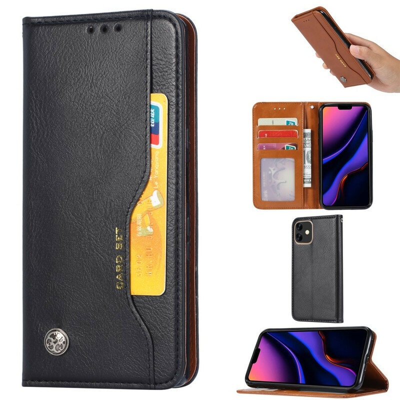 Funda Flip Cover iPhone 11 Leatherette Card Funda