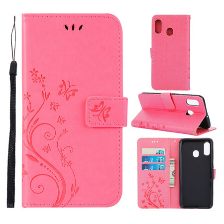 Samsug Galaxy A30 Funda Mariposas y Flores
