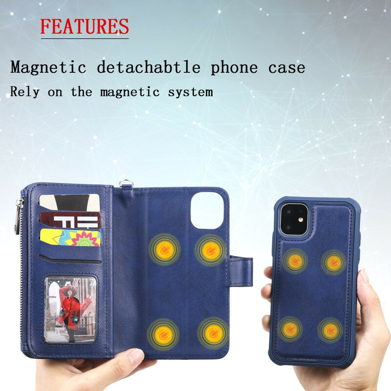 Funda desmontable para iPhone 11 Cartera