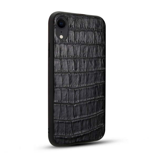Funda de piel genuina para iPhone XR con textura de cocodrilo