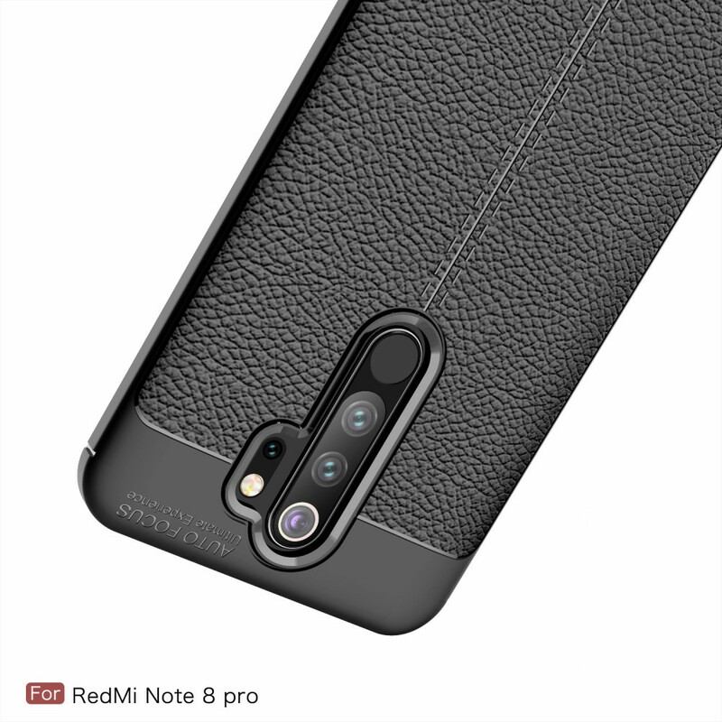 Funda de piel Xiaomi Redmi Note 8 Pro efecto lichi doble línea
