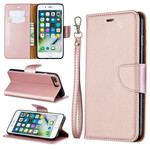 Funda para iPhone 8 Plus / 7 Plus de piel de lichi de color con colgante