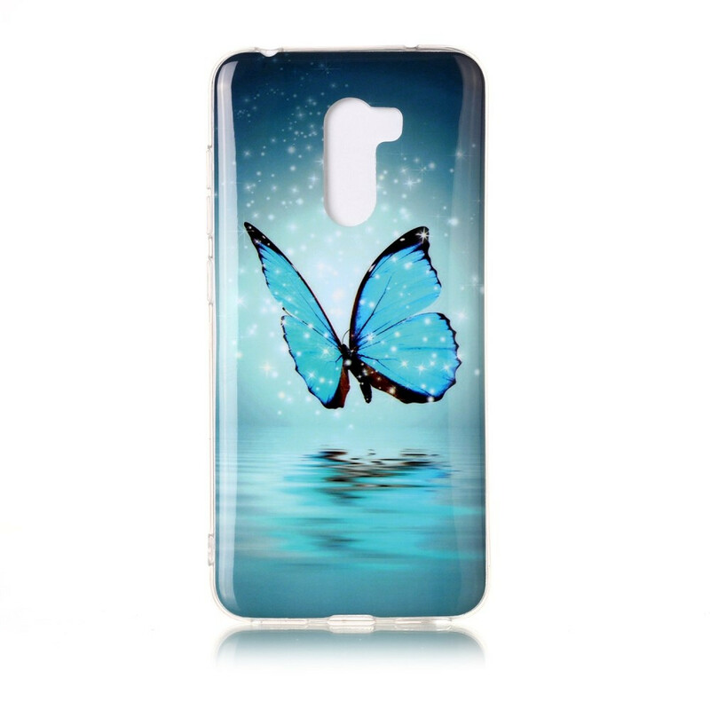 Xiaomi Pocophone F1 Butterfly Funda Azul Fluorescente