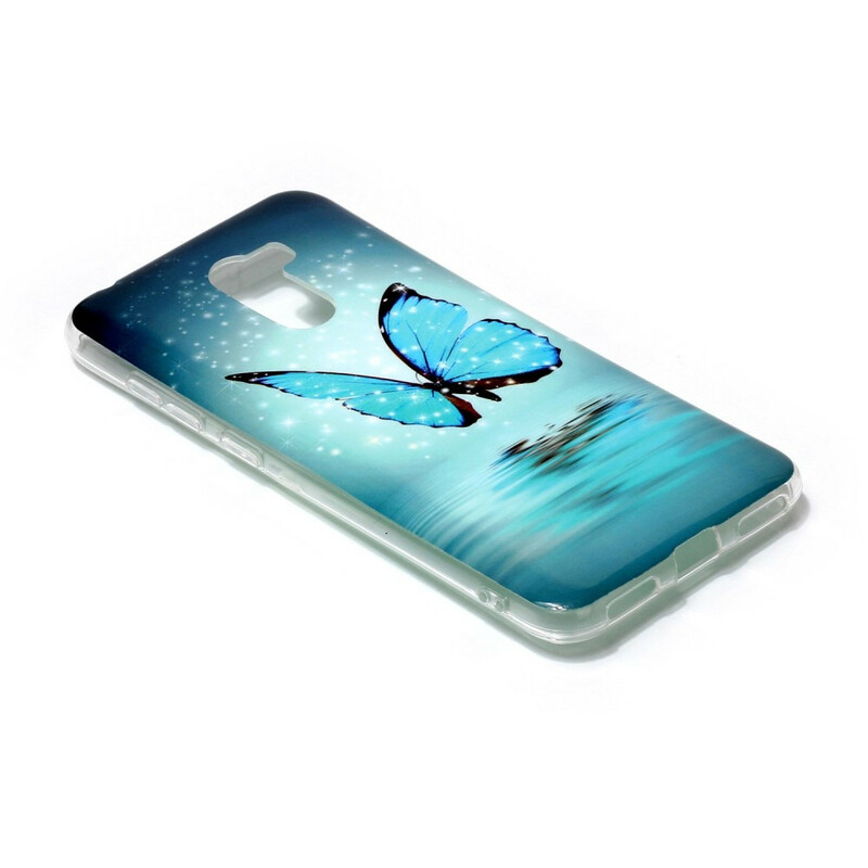 Xiaomi Pocophone F1 Butterfly Funda Azul Fluorescente