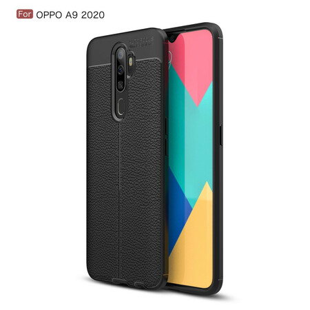 Funda de piel Oppo A9 2020 efecto lichi doble línea