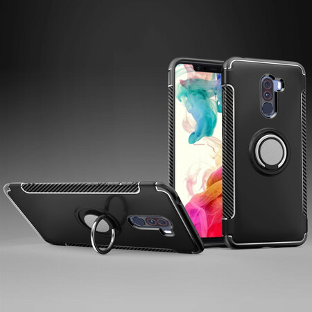 Funda con anillo magnético de fibra de carbono para el Xiaomi Pocophone F1