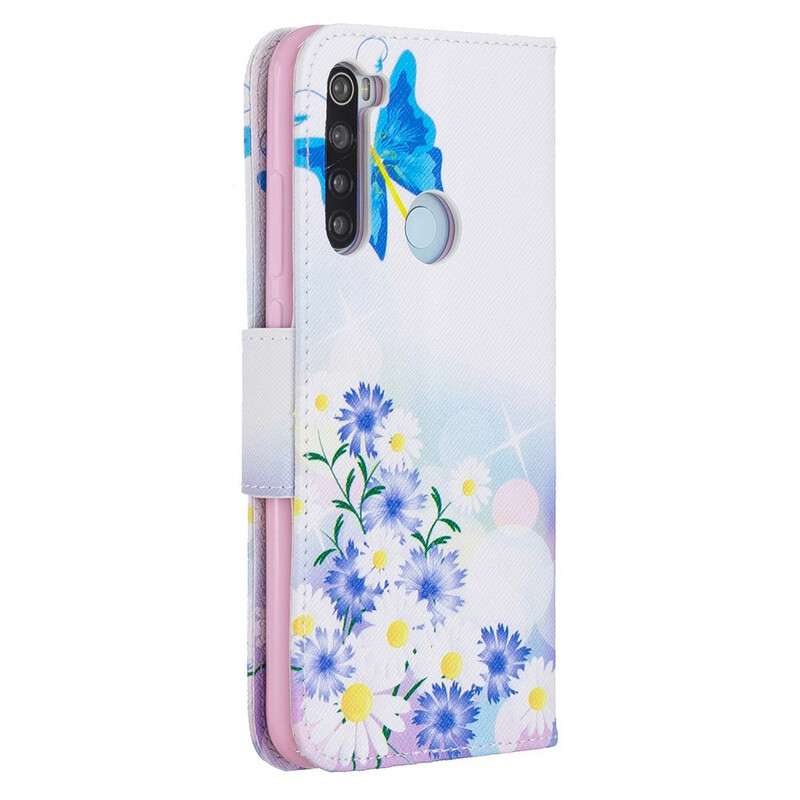 Funda pintada de mariposas y flores para el Xiaomi Redmi Note 8