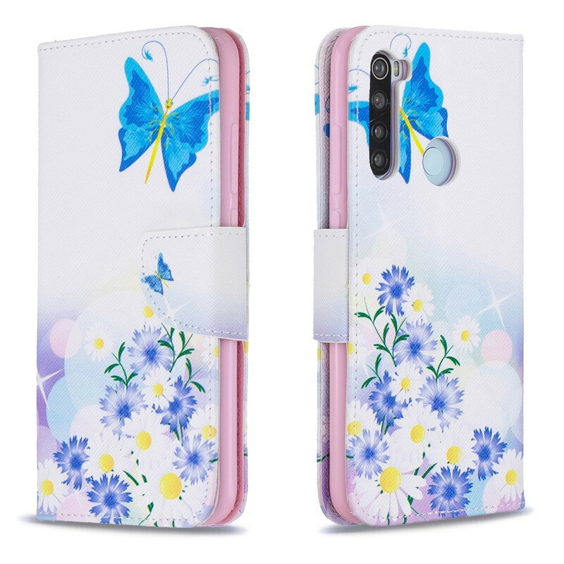 Funda pintada de mariposas y flores para el Xiaomi Redmi Note 8