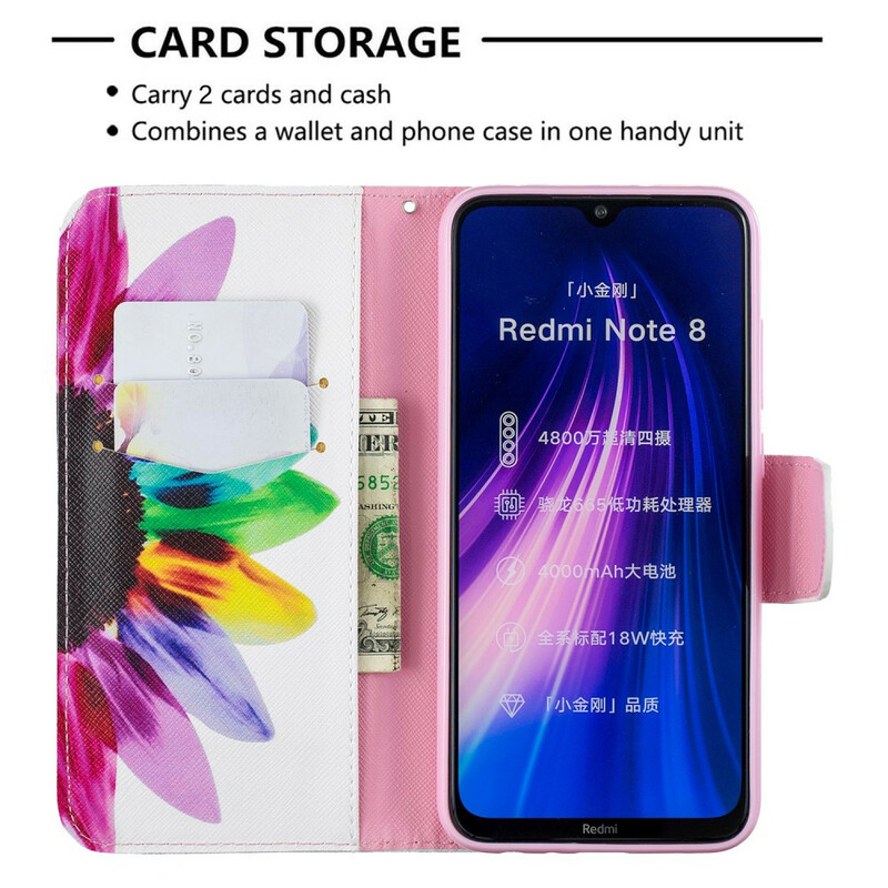 Funda de flor de acuarela para el Xiaomi Redmi Note 8