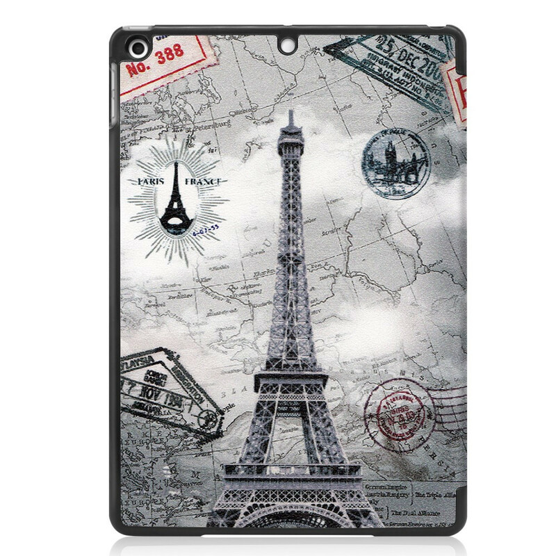 Funda inteligente para iPad 10.2" (2019) Torre Eiffel en polipiel de época