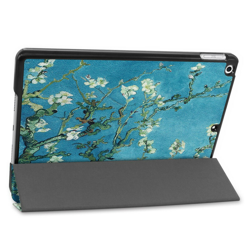 Funda inteligente para iPad 10.2" (2019) Árbol con flores de cuero de imitación