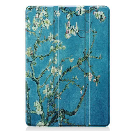 Funda inteligente para iPad 10.2" (2019) Árbol con flores de cuero de imitación