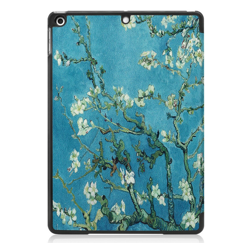 Funda inteligente para iPad 10.2" (2019) Árbol con flores de cuero de imitación