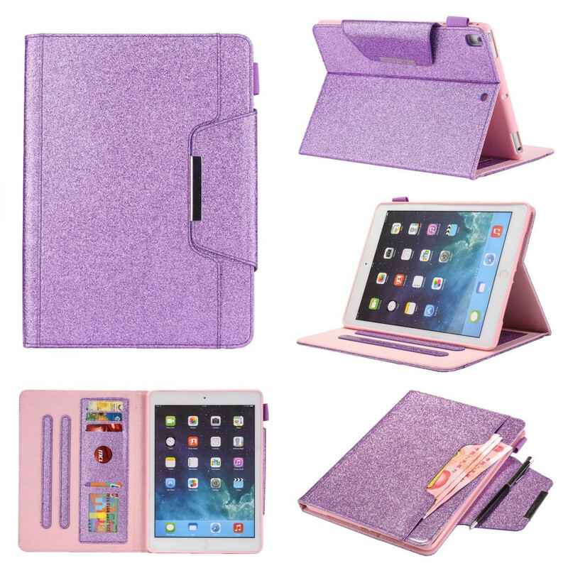 Funda para iPad 10.2" (2019) Cierre de plata con purpurina