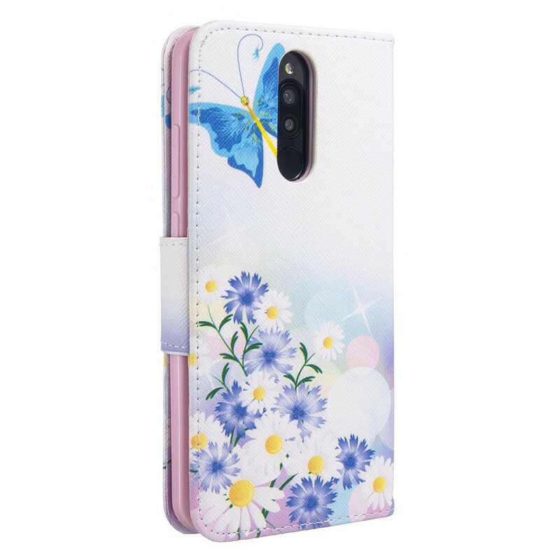 Xiaomi Redmi 8 Funda pintada de mariposas y flores
