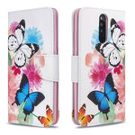 Xiaomi Redmi 8 Funda pintada de mariposas y flores