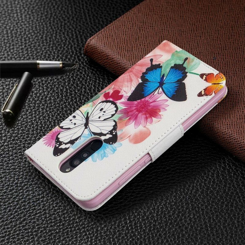 Xiaomi Redmi 8 Funda pintada de mariposas y flores