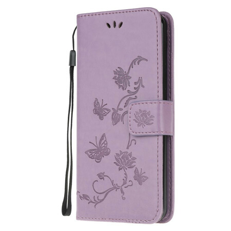 Funda con colgante de mariposas y flores para Sony Xperia 5