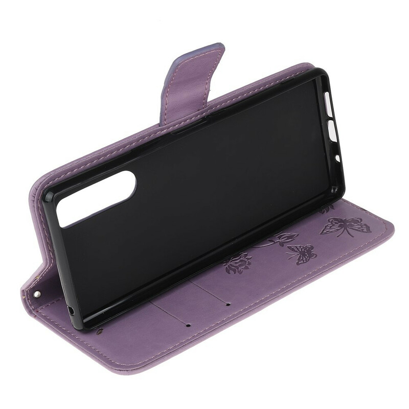 Funda con colgante de mariposas y flores para Sony Xperia 5 Funda con colgante de mariposas y flores para Sony Xperia 5