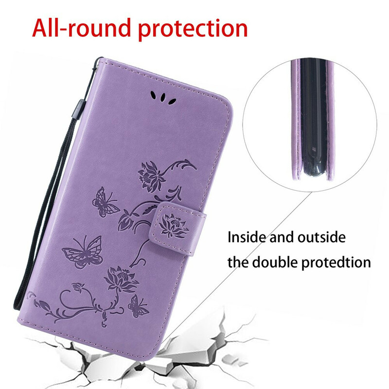 Funda con colgante de mariposas y flores para Sony Xperia 5 Funda con colgante de mariposas y flores para Sony Xperia 5