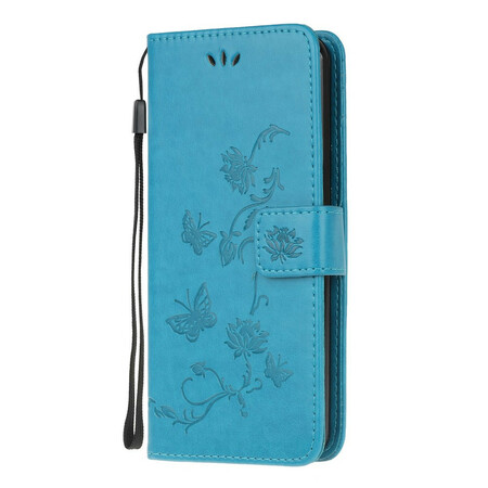 Funda con colgante de mariposas y flores para Sony Xperia 5