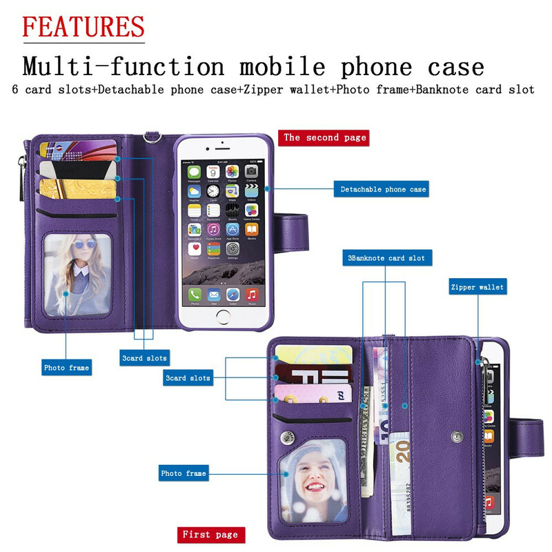Funda desmontable para iPhone 8 / 7 / 6S / 6 Cartera