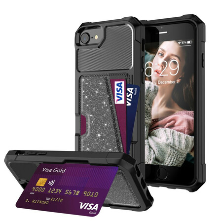 Funda de tarjeta para iPhone 8 / 7 / 6S / 6 con purpurina