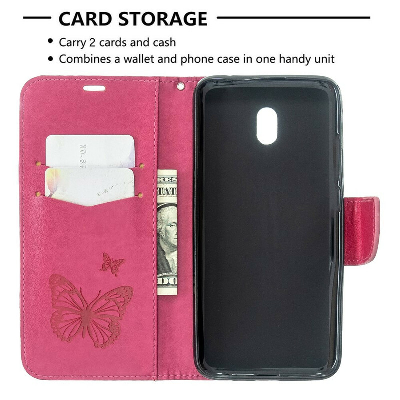 Funda con colgante estampada de mariposa para el Xiaomi Redmi 8A